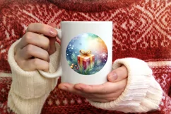 Colorful Christmas Gift Round Ornament Sublimation PNG Product Image 4