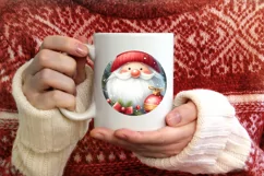 Christmas Gnome Round Ornament Sublimation PNG Product Image 4