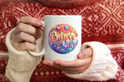 BELIEVE 3D Winter Ornament Sublimation PNG Product Image 1