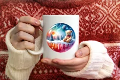 Round Melting Winter Scene Teddy Bear Ornament PNG Product Image 4
