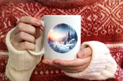 Round Melting Winter Scene Spain Ornament PNG Product Image 3