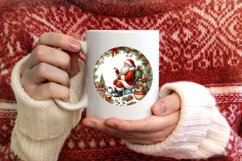 Santa Round Ornament Sublimation PNG Product Image 4