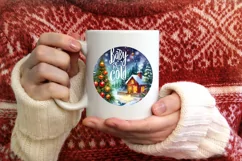 Round Christmas Scene Baby It's Cold Outside Ornament PNG Product Image 4