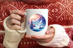 Round Winter Scene Tour Eiffel Ornament PNG Product Image 3