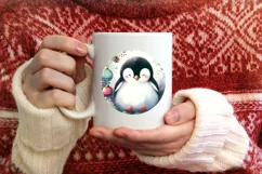 Penguin Round Ornament Sublimation PNG Product Image 4