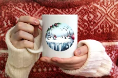 3D Watercolor Winter Penguins PNG Product Image 4