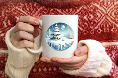 Round Melting Winter Scene Class Ball Ornament PNG Product Image 4