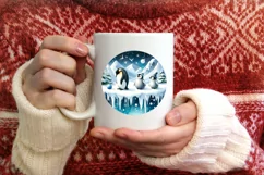 Winter Scene with Penguins Christmas Ornament PNG Product Image 3