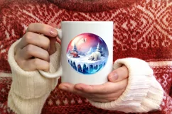 Round Melting Winter Scene with Polar Bear Ornament PNG Product Image 4