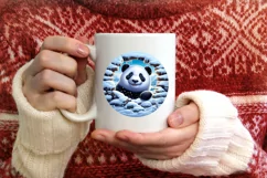 Snow Panda Wall Painting Sublimation PNG Product Image 3