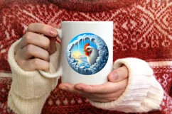 Melting Ice Wall Chicken Round Ornament PNG Product Image 3