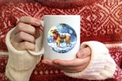 Winter Scene with Cowboy Round Ornament Sublimation PNG Product Image 1