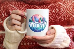 Winter Scene with Large Text Christmas Round Ornament Product Image 4