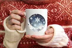 Snowflake Christmas Round Ornament Sublimation PNG Product Image 3