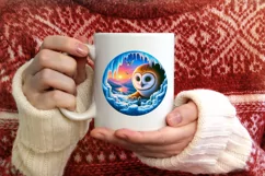 Melting Ice Wall Owl Round Ornament PNG Product Image 3