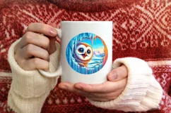 Melting Ice Wall Owl Round Ornament PNG Product Image 3