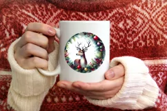 Reindeer Christmas Round Ornament Sublimation PNG Product Image 3