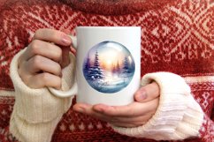 Winter Scene with Spain Round Ornament Sublimation PNG Product Image 1