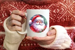 Christmas Santa Round Ornament PNG Product Image 3