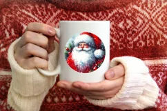 Santa Christmas Round Ornament Sublimation PNG Product Image 4