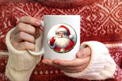 Santa Christmas Round Ornament Sublimation PNG Product Image 3