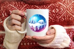 Winter Scene with Polar Bear Round Ornament Sublimation PNG Product Image 4