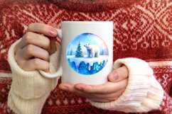 Winter Scene with Polar Bear Round Ornament Sublimation PNG Product Image 3