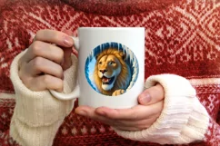 Melting Ice Wall Lion Round Ornament PNG Product Image 3
