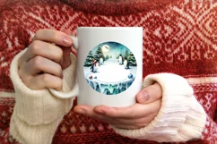 Winter Penguins Round Ornament PNG Product Image 3