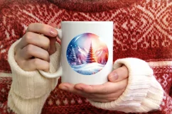 Watercolor Winter Scene Champagne PNG Product Image 3