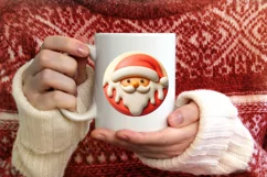 Santa Round Ornament Sublimation PNG Product Image 3
