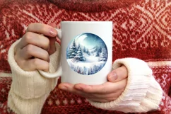 Winter Scene Round Ornament Sublimation PNG Product Image 4