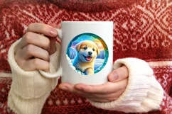 Snow Made Wall Puppy Round Ornament PNG Product Image 3