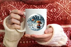 Winter Scene with Mexican Person Round Sticker Ornament Product Image 3