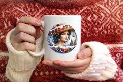 Winter Scene with Mexican Person Round Ornament Sublimation Product Image 1