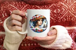 Winter Scene with Mexican Person Round Ornament Sublimation Product Image 1