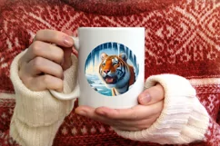 Digital Painting Melting Ice Wall Tiger Round Ornament Product Image 3