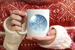 Snowflake Christmas Round Ornament Sublimation PNG Product Image 1