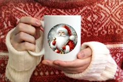 Santa Christmas Round Ornament PNG Product Image 1