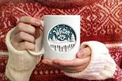 Winter Joy Round Ornament Sublimation PNG Product Image 1