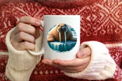 Digital Painting Icy Wall Walrus Round Ornament Christmas Product Image 3