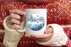 Winter Scene with Birds Round Ornament Sublimation PNG Product Image 3