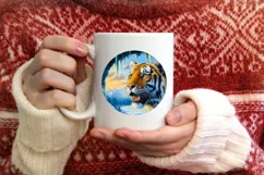 Pastell Digital Painting Icy Wall Tiger Round Ornament Product Image 3