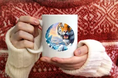 Pastell Digital Painting Icy Wall Tiger Round Ornament Product Image 3
