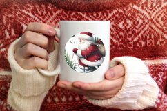 Watercolor Christmas Santa Ornament Sublimation PNG Product Image 3