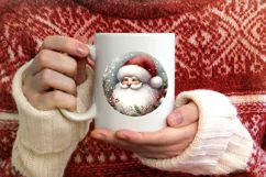 Santa Round Ornament Sublimation PNG Product Image 3