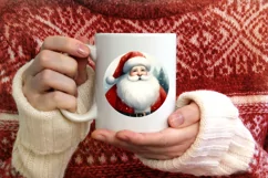 Watercolor Christmas Santa Ornament Sublimation PNG Product Image 1