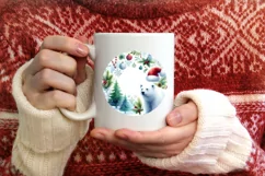 Winter Polar Bear Round Ornament Sublimation PNG Product Image 3