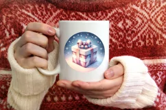 Christmas Gift Round Ornament Sublimation PNG Product Image 3