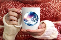 3D Winter Champagne Round Ornament Sublimation PNG Product Image 3